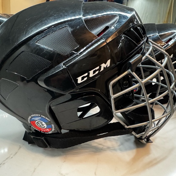 Like New Kids CCM Black Hockey Helmets with Silver Cage - Picture 3 of 9